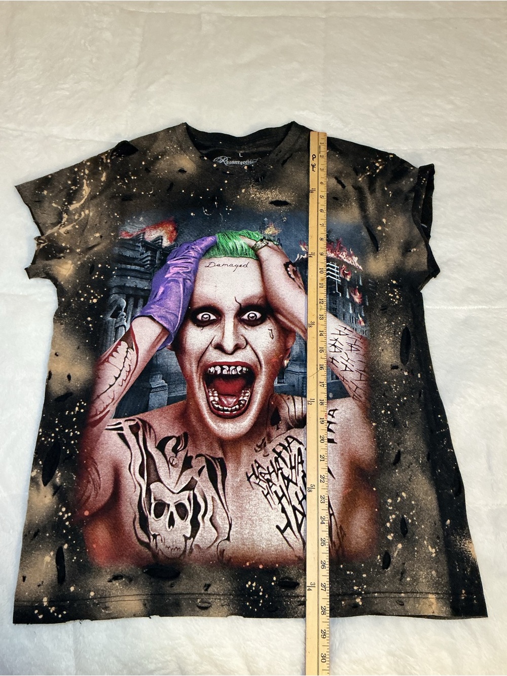 Graphic jocker Character Tee - Black with Multicolor Print upcycled by me - Picture 6 of 8